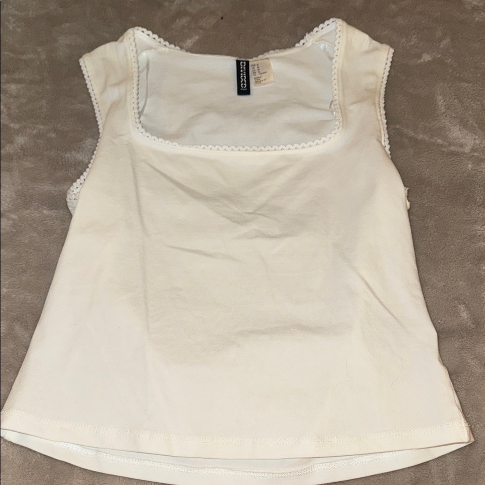 H&M White Tank Top with Lace Detail